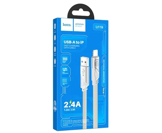 Дата кабель Hoco U119 Machine charging data USB to Lightning (1.2m) Gray