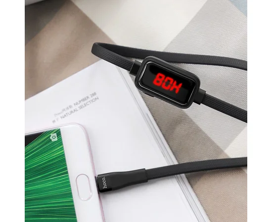 Дата кабель Hoco S4 "With Timer" USB to MicroUSB (1.2m) Черный