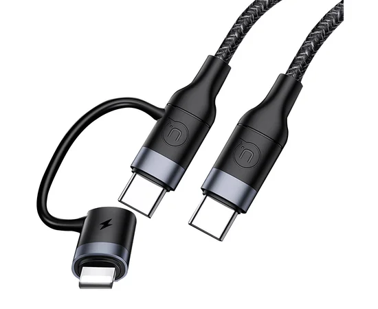 Дата кабель Usams US-SJ403 U31 60W Fast charging Type-C to Type-C / Lightning (1.2m) Черный