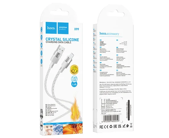 Дата кабель Hoco X99 Crystal Junction USB to MicroUSB (1.2m) Gray