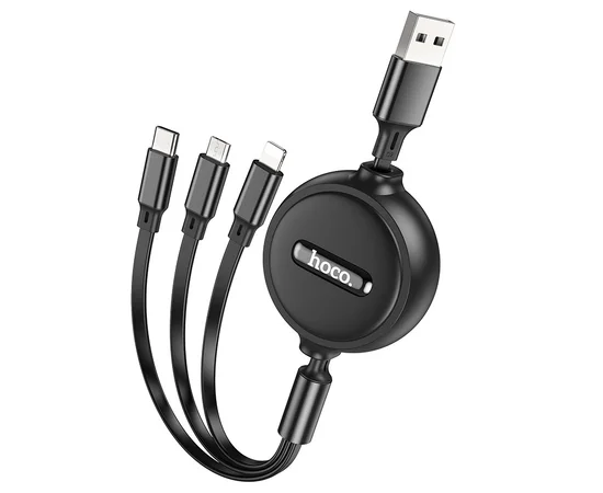 Дата кабель Hoco X75 3in1 Lightning-MicroUSB-Type-C (1m) Black