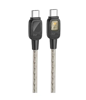 Дата кабель Hoco U124 Stone silicone power-off 60W Type-C to Type-C Black