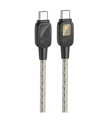 Дата кабель Hoco U124 Stone silicone power-off 60W Type-C to Type-C Black
