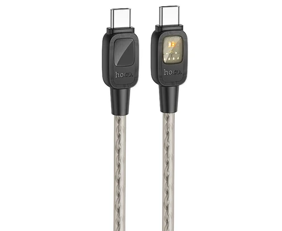Дата кабель Hoco U124 Stone silicone power-off 60W Type-C to Type-C Black