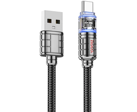 Дата кабель Hoco U122 Lantern Transparent Discovery Edition USB to Type-C Black
