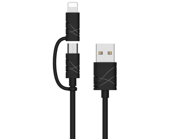 Дата кабель Usams US-SJ077 2in1 U-Gee USB to Micro USB + Lightning (1m) Черный