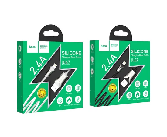 Дата кабель Hoco U67 "Soft Silicone" Lightning (1.2m) Белый