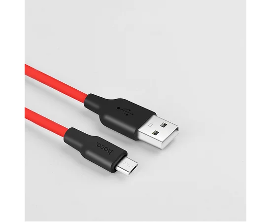 Дата кабель Hoco X21 Silicone MicroUSB Cable (1m) Черный / Красный