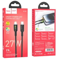 Дата кабель Hoco U120 Transparent explore intelligent power-off PD 27W Type-C to Lightning (1.2m) Black