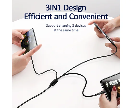 Дата кабель Usams US-SJ374 U38 3IN1 Charging Cable 1m Черный