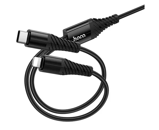 Дата кабель Hoco X123 Victory 2in1 Type-C to Lightning/Type-C 3A (1m) Black