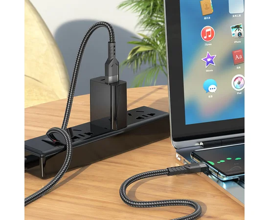 Дата кабель Hoco U110 charging data sync USB to Type-C (1.2 m) Черный