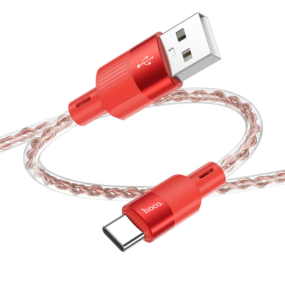 Дата кабель Hoco X99 Crystal Junction USB to Type-C (1.2m) Red