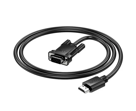 Дата кабель Hoco US12 HDTV male to VGA male HD (2m) Black