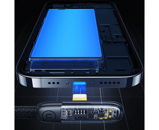 Дата кабель USAMS US-SJ586 Type-C to Lightning PD 20W Right-angle (2m) Black