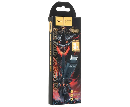 Дата кабель Hoco UD02 "Grandiose" MicroUSB (1m) Черный