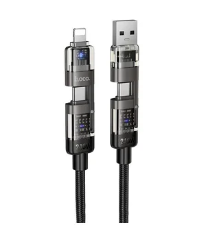 Дата кабель Hoco U151 Goldsmith 4in1 Type-C для USB/Type-C для Lightning 240W (1.2m) Black