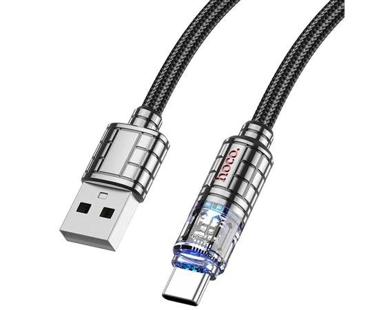 Дата кабель Hoco U122 Lantern Transparent Discovery Edition USB to Type-C Black