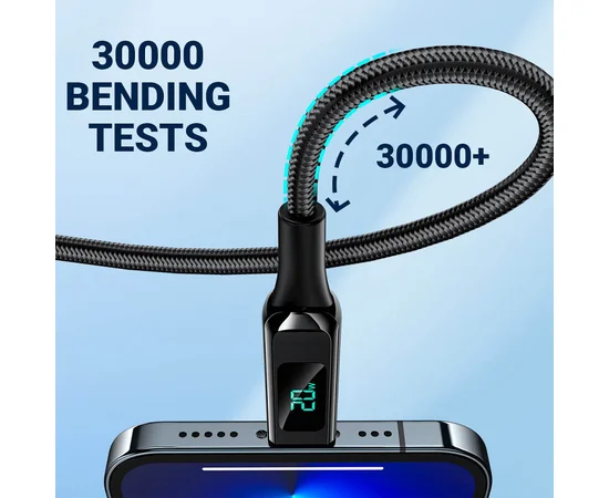 Дата кабель Acefast MFI C6-01 USB-C to Lightning zinc alloy digital display braided (1m) Black