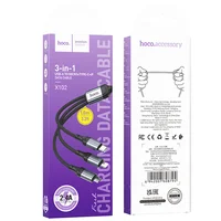 Дата кабель Hoco X102 Fresh 3in1 USB to Lightning + MicroUSB + Type-C (1m) Black