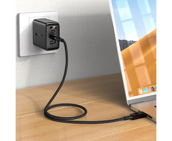 Дата кабель Acefast MFI C6-01 USB-C to Lightning zinc alloy digital display braided (1m) Black