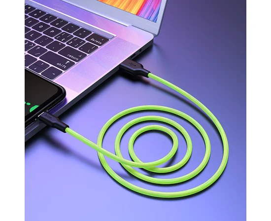Дата кабель Hoco X21 Plus Fluorescent Silicone MicroUSB Cable (1m) Зеленый