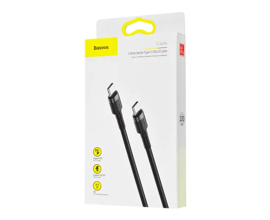 Дата кабель Baseus Cafule Type-C to Type-C Cable PD 2.0 60W (1m) Черный / Серый