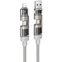 Дата кабель Hoco U151 Goldsmith 4in1 Type-C для USB/Type-C для Lightning 240W (1.2m) Gray