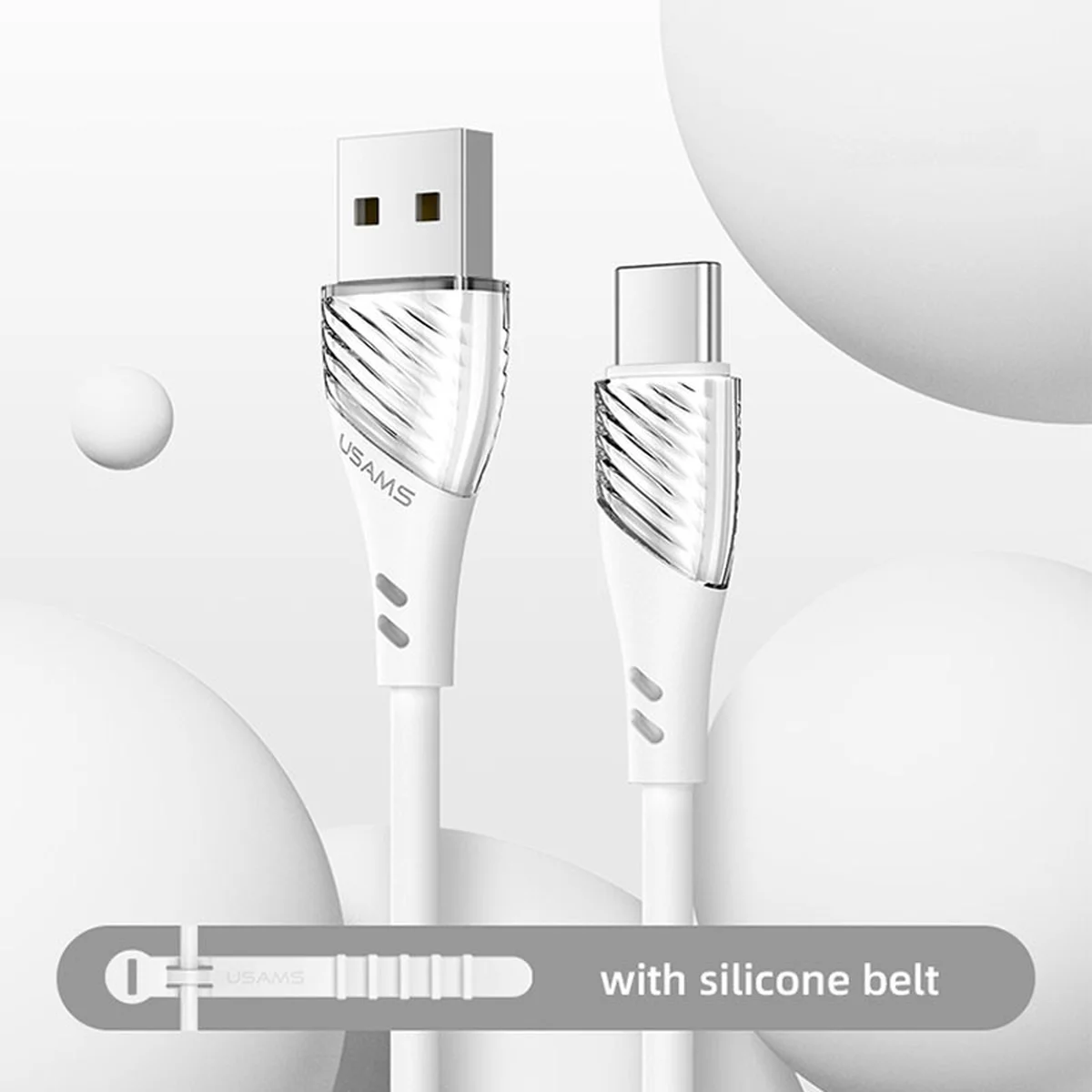 Дата кабель Usams US-SJ494 U65 Liquid Silicone USB to Type-C 3A 1m Білий