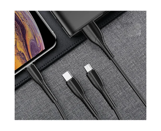 Дата кабель Usams US-SJ367 U35 3in1 USB to Combo 2A (1m) Черный