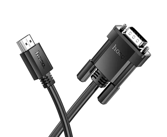 Дата кабель Hoco US12 HDTV male to VGA male HD (1m) Black