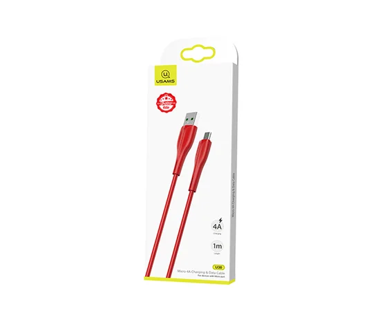 Дата кабель Usams US-SJ375 U38 Micro 4A Fast Charging & Data Cable 1m Красный