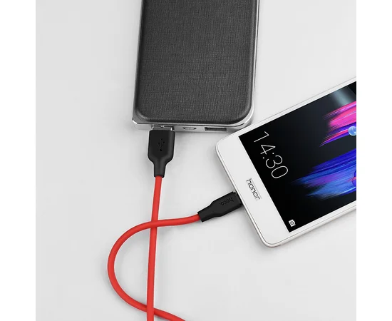 Дата кабель Hoco X21 Silicone MicroUSB Cable (1m) Черный / Красный