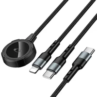 Дата кабель Hoco CW64 3in1 Type-C to iWatch/Lightning/Type-C 15W (1.2m) Black