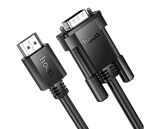 Дата кабель Hoco US12 HDTV male to VGA male HD (1m) Black
