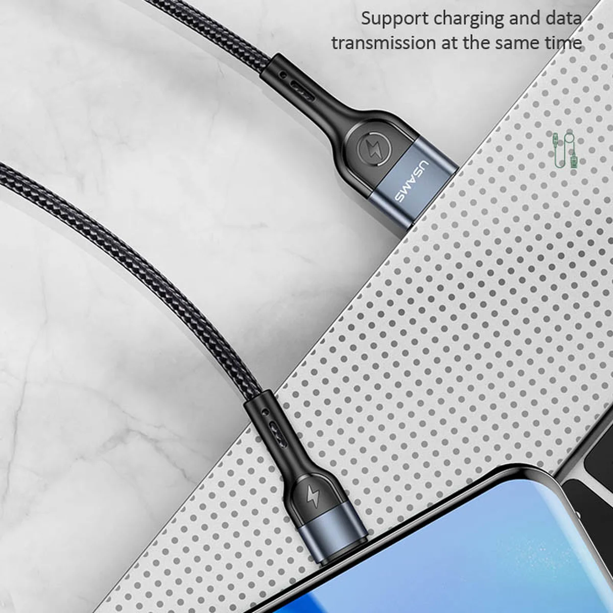 Дата кабель Usams US-SJ449 U55 Aluminum Alloy Braided USB to Type-C (1m) Black