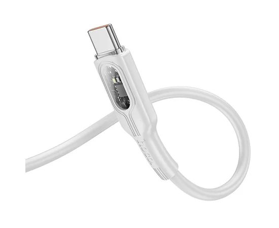 Дата кабель Hoco U120 Transparent explore intelligent power-off USB to Type-C 5A (1.2m) Gray