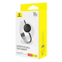 Дата кабель Baseus Free2Draw Retractable Crystal Fast Charging Type-C to 3in1 100W (1.1m) (P1036800) Cluster Black