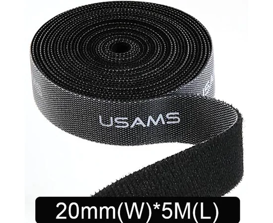 Стяжка-липучка для кабелей Usams US-ZB060 20mm * 5m Черный