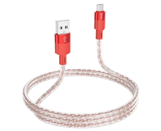 Дата кабель Hoco X99 Crystal Junction USB to MicroUSB (1.2m) Red