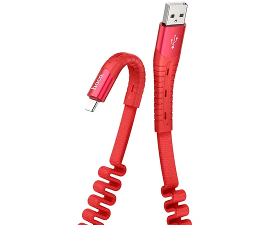 Дата кабель Hoco U78 "Cotton treasure elastic" lightning (1.2М) Красный