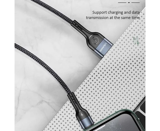 Дата кабель Usams US-SJ448 U55 Aluminum Alloy Braided USB to Lightning (1m) Black