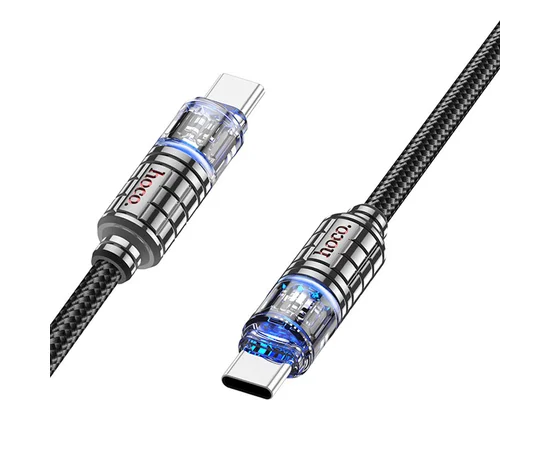 Дата кабель Hoco U122 Lantern Transparent Discovery Edition Type-C to Type-C 60W Black