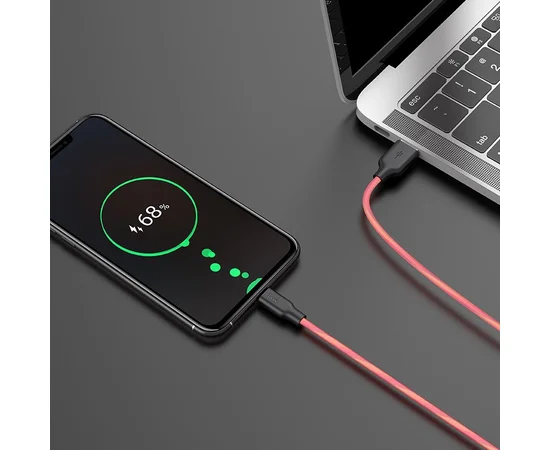 Дата кабель Hoco X21 Plus Silicone MicroUSB Cable (1m) Black / Red