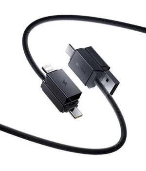 Дата кабель Baseus Versatile Two-for-Two USB/Type-C to Type-C/Lightning 60W (0.6m) (P10383000) Cosmic Black