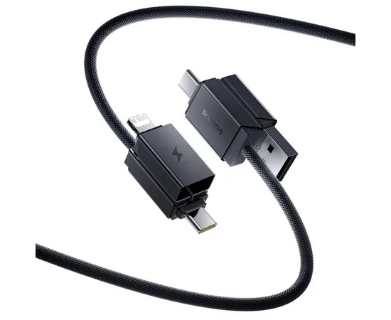 Дата кабель Baseus Versatile Two-for-Two USB/Type-C to Type-C/Lightning 60W (0.6m) (P10383000) Cosmic Black
