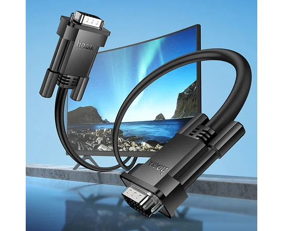 Дата кабель Hoco US11 VGA male to VGA male HD (1m) Black
