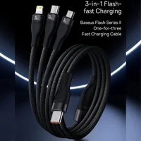 Дата кабель Baseus Flash Series 2 USB to MicroUSB-Lightning-Type-C 100W (1.2m) (CASS03000) Black