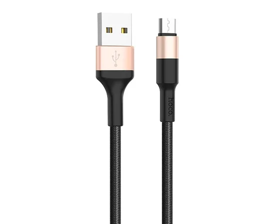 Дата кабель Hoco X26 Xpress Micro USB Cable (1m) Черный / Золотой
