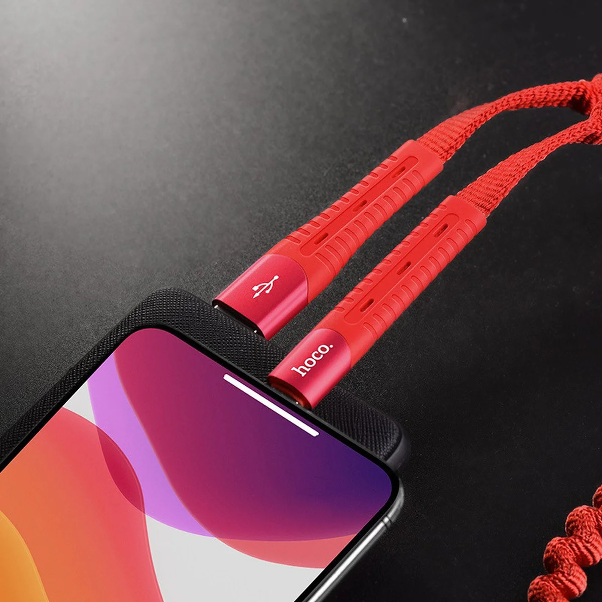 Дата кабель Hoco U78 "Cotton treasure elastic" lightning (1.2М) Червоний